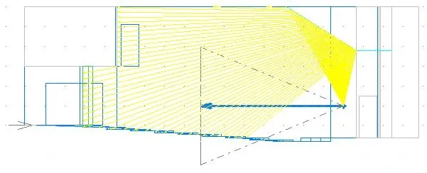 Outro estudo de trajetórias sonoras no modelo do templo.